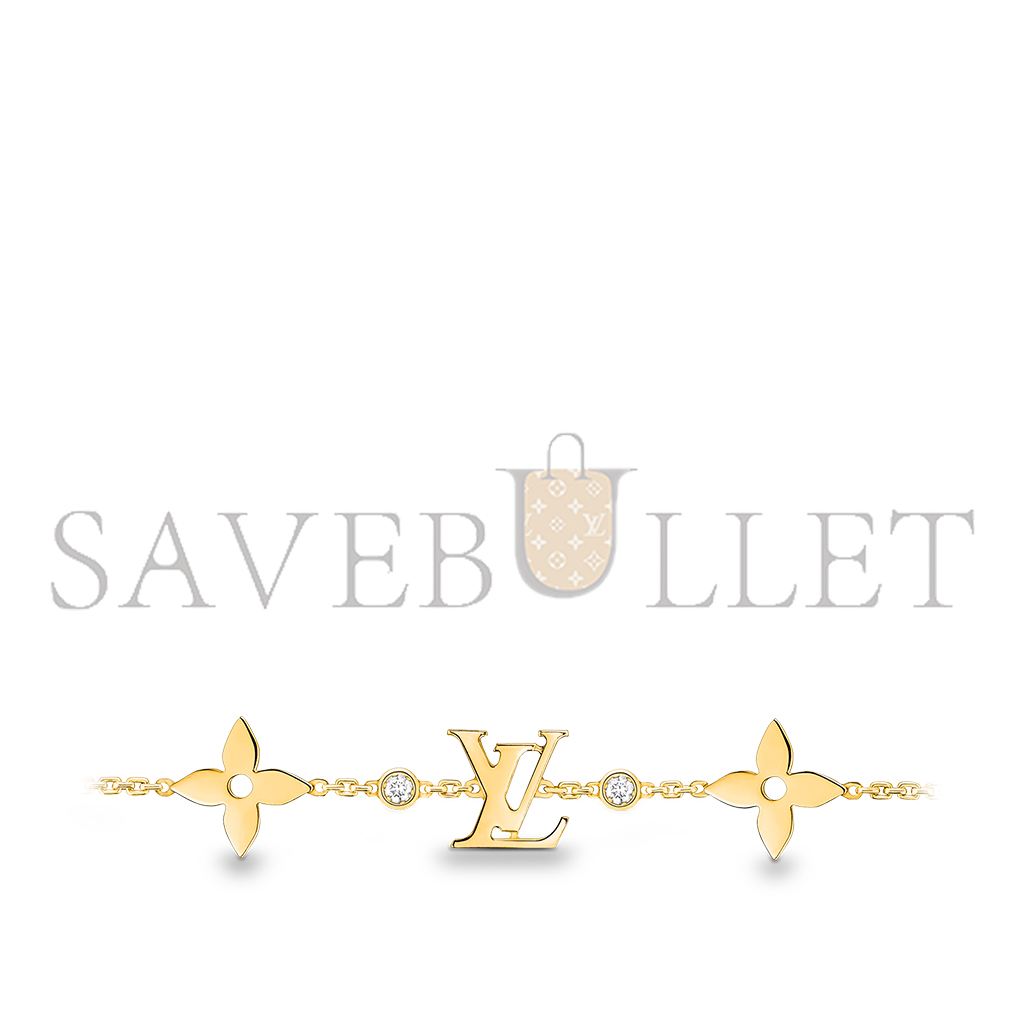 l**is V*t*n idylle blossom monogram bracelet, yellow gold and diamonds q95588